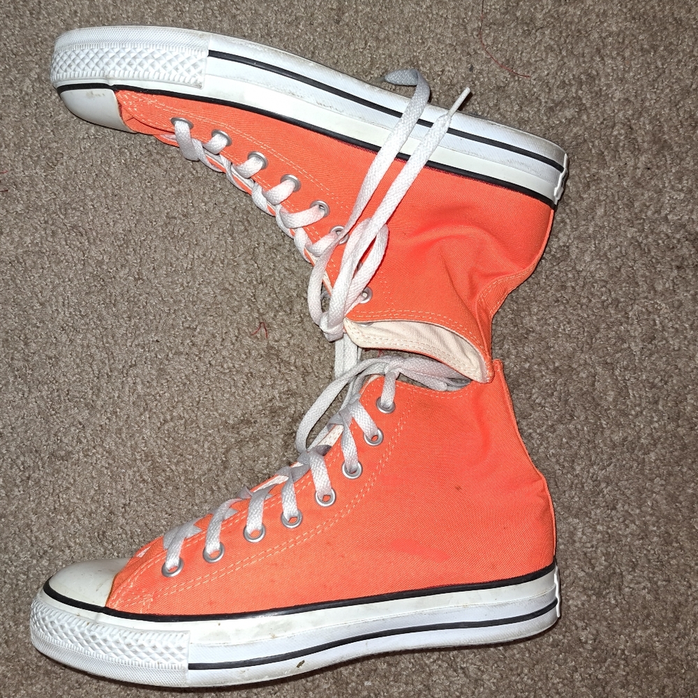 Converse High Top Neon Orange Shoes - Picture 1 of 7